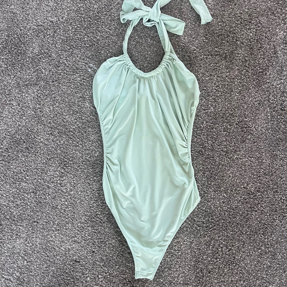 Mint green halter bodysuit